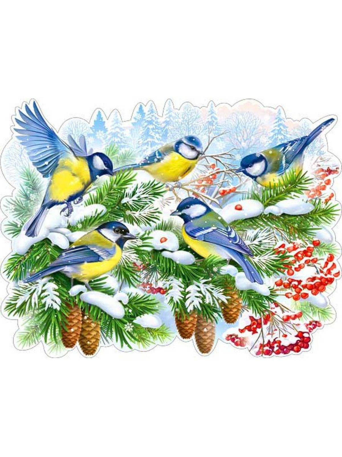 Птицы зимой для детей #31
