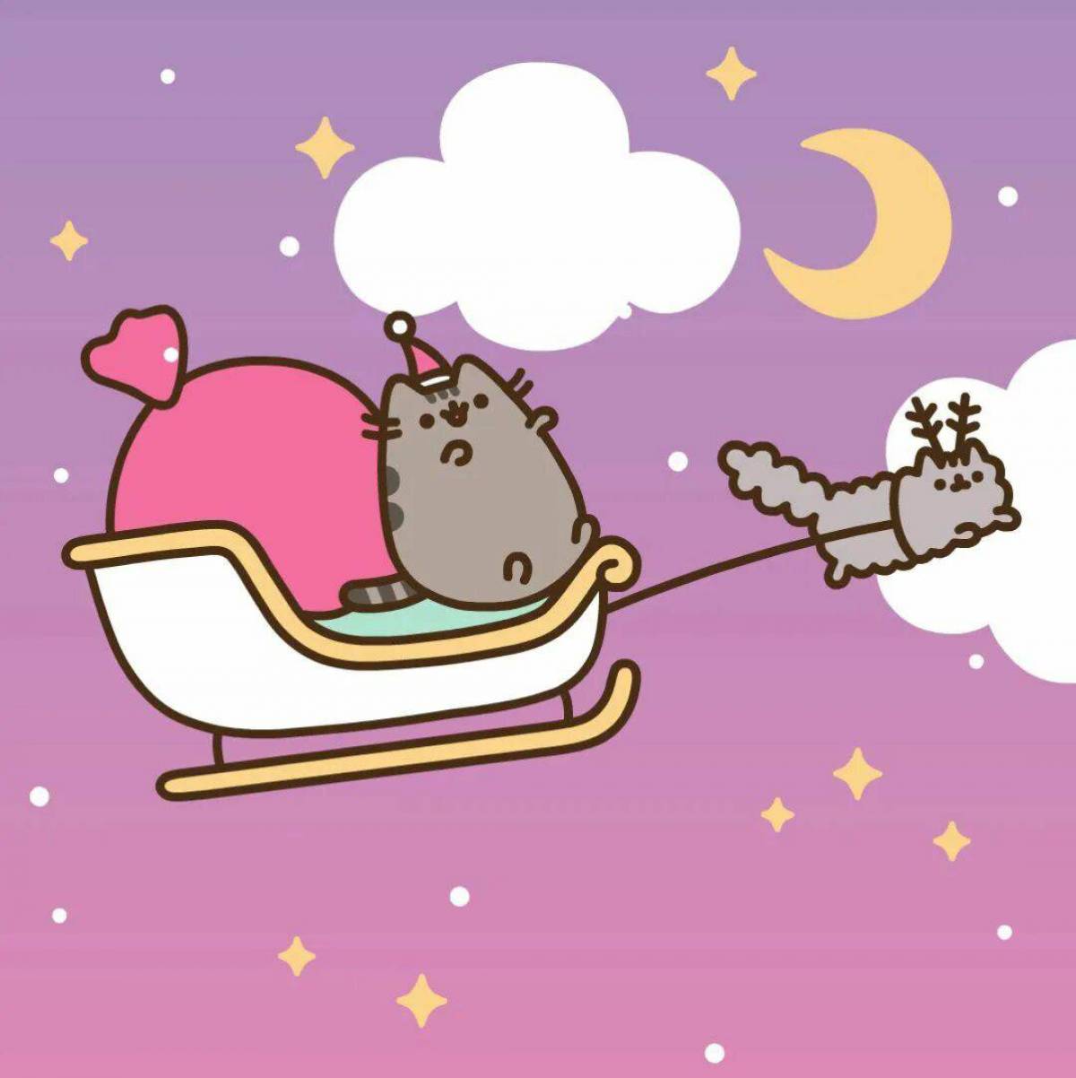 Pusheen the cat. Пушин Кэт новый год. Пушин Кэт Рождество. Кот Пушин новый год. Котики новогодние Пушины.