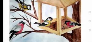 Раскраска птички на кормушке для детей #3 #464541