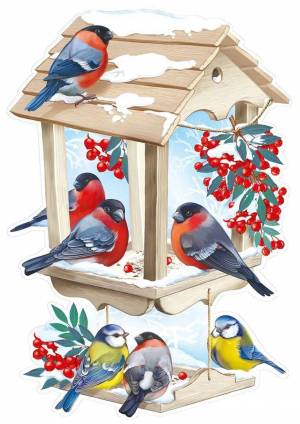 Раскраска птички на кормушке для детей #4 #464542