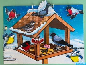 Раскраска птички на кормушке для детей #18 #464556