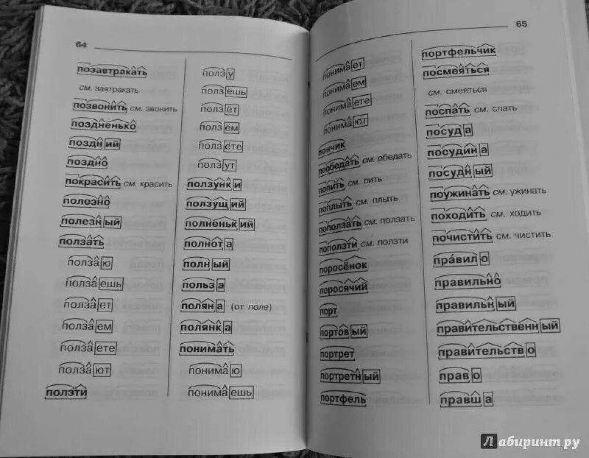 Разбор слова по составу словарь
