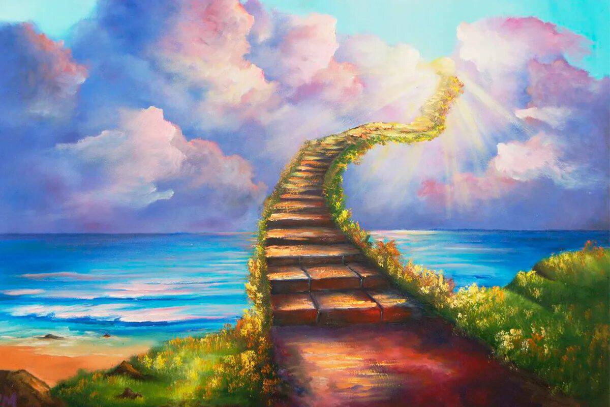 Красивая открытка рай. Лестница в небо лед Зеппелин. Лестница в рай. Лестница на небеса. Лестница в облака.