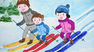Раскраска ребенок на лыжах #6 #470799