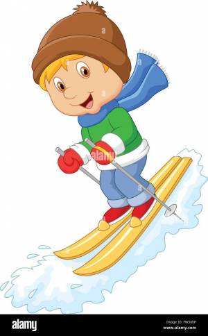 Раскраска ребенок на лыжах #11 #470804