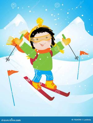 Раскраска ребенок на лыжах #18 #470811