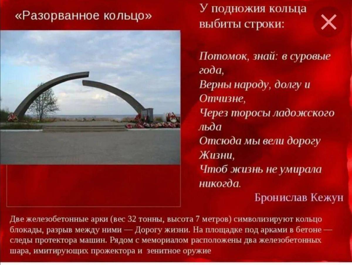 Разорванное кольцо блокады памятник #9