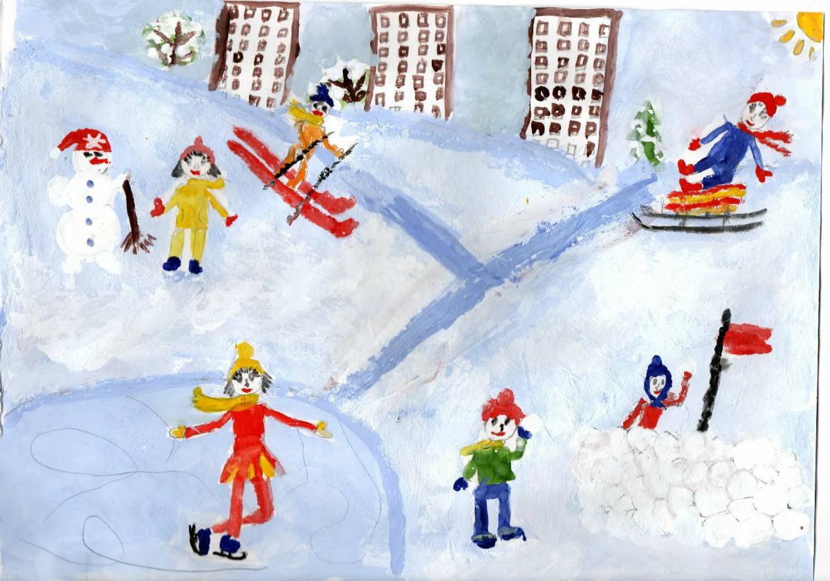 Рисунок зимние забавы #11