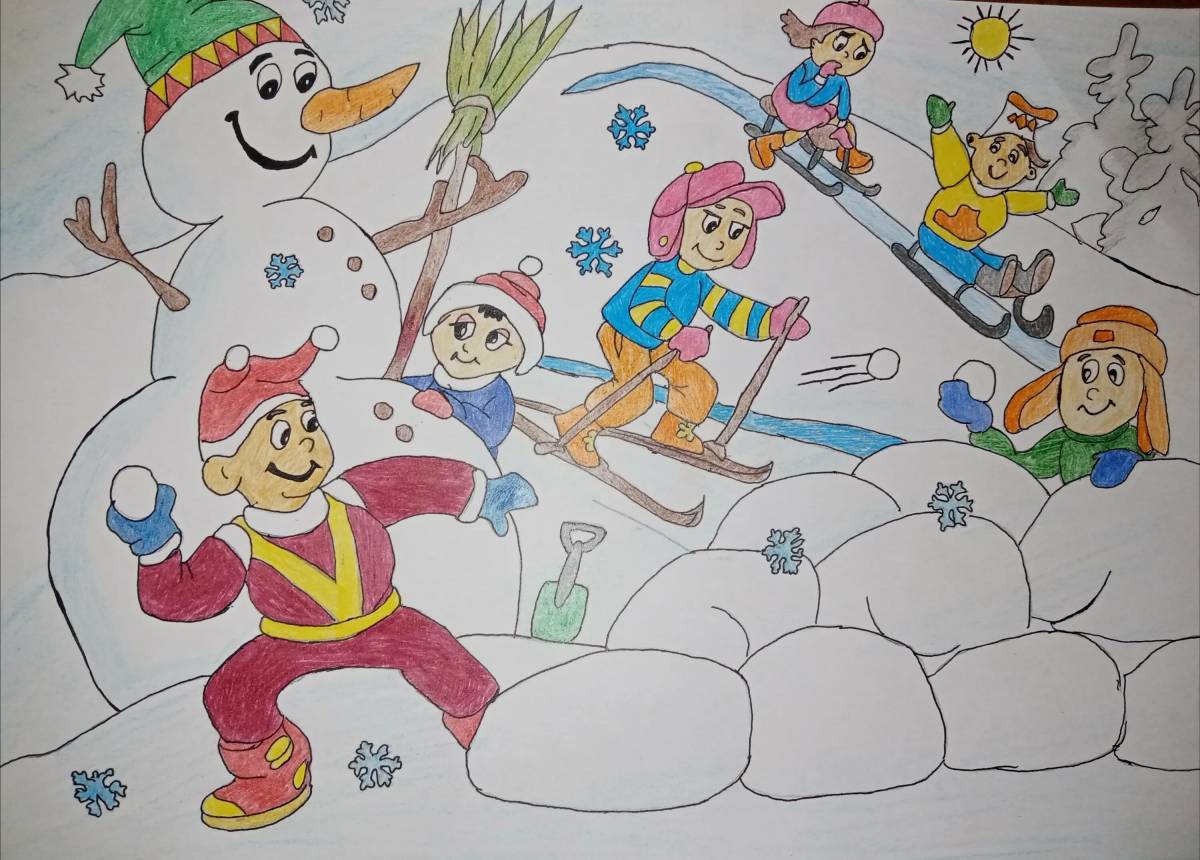 Рисунок зимние забавы #24