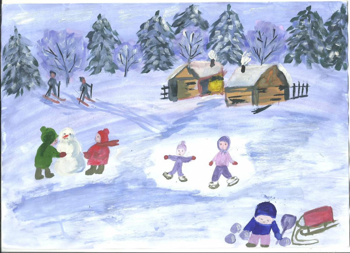 Рисунок зимние забавы #31