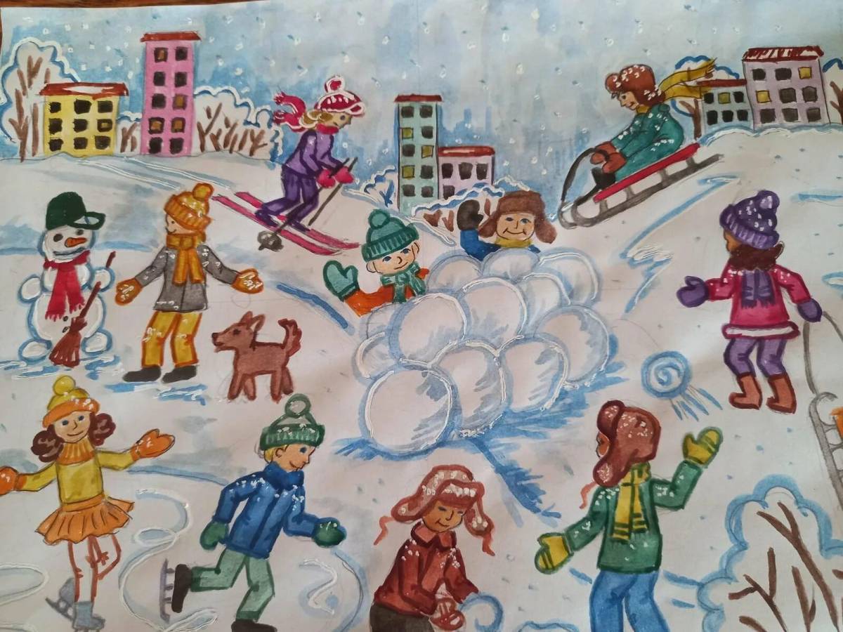 Рисунок зимние забавы #36