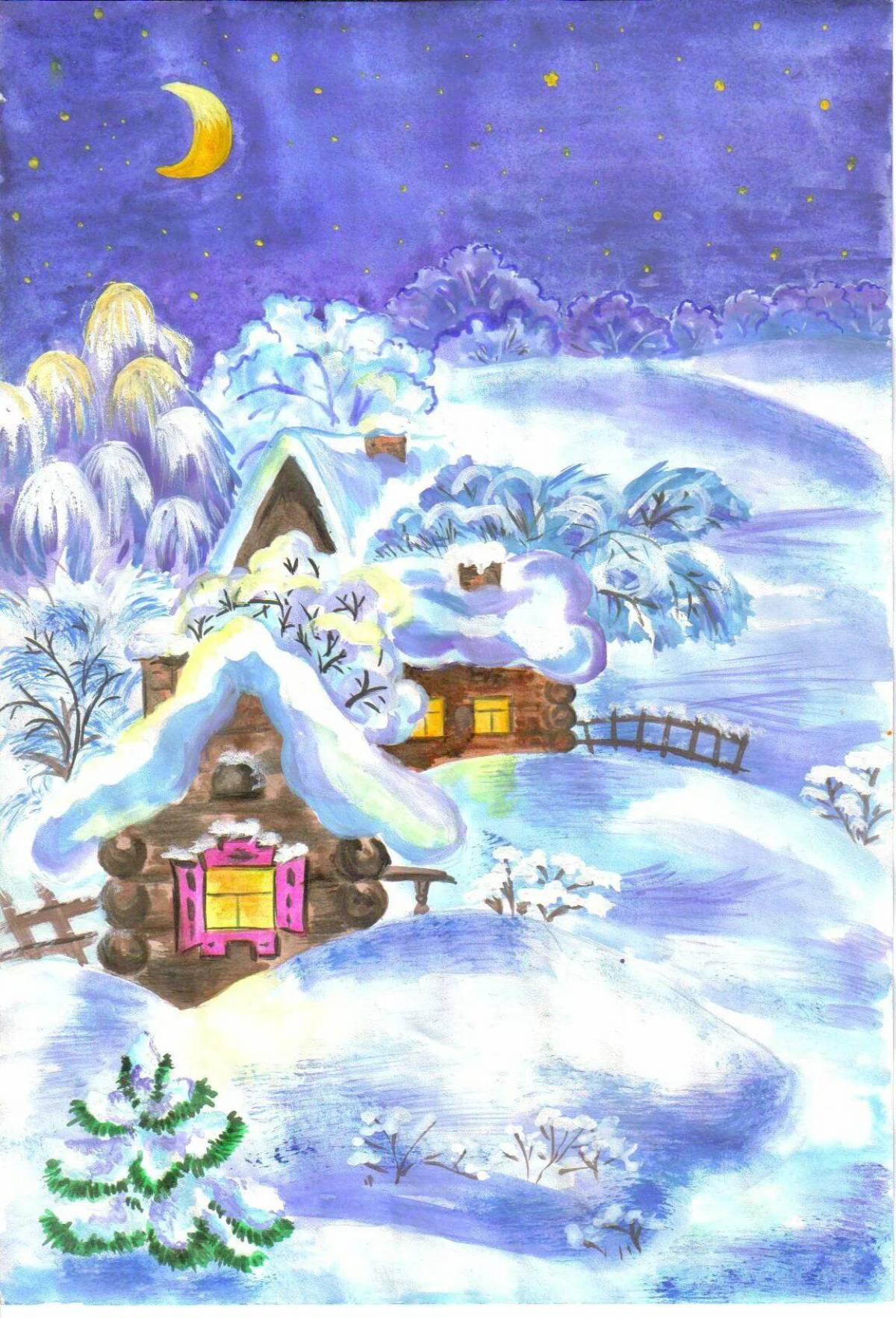 Рисунок зимняя сказка #34