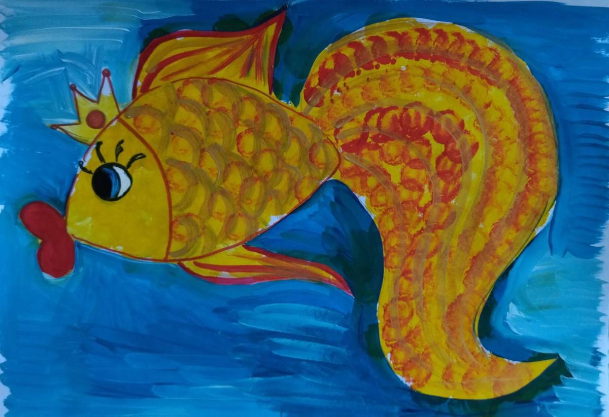 Рисунок золотая рыбка #13