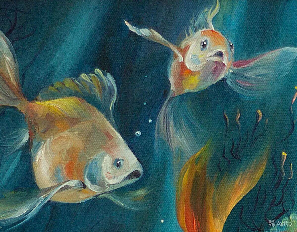 Рисунок золотая рыбка #24