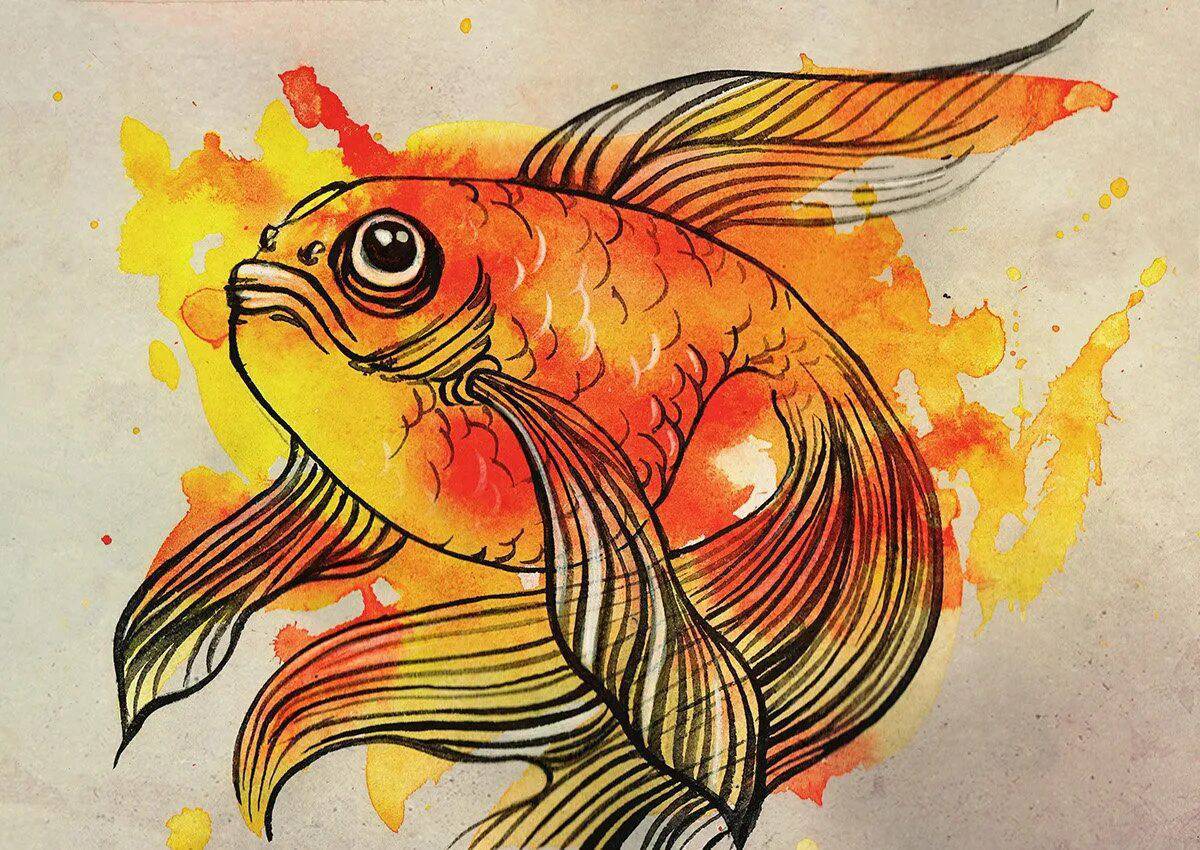 Рисунок золотая рыбка #29