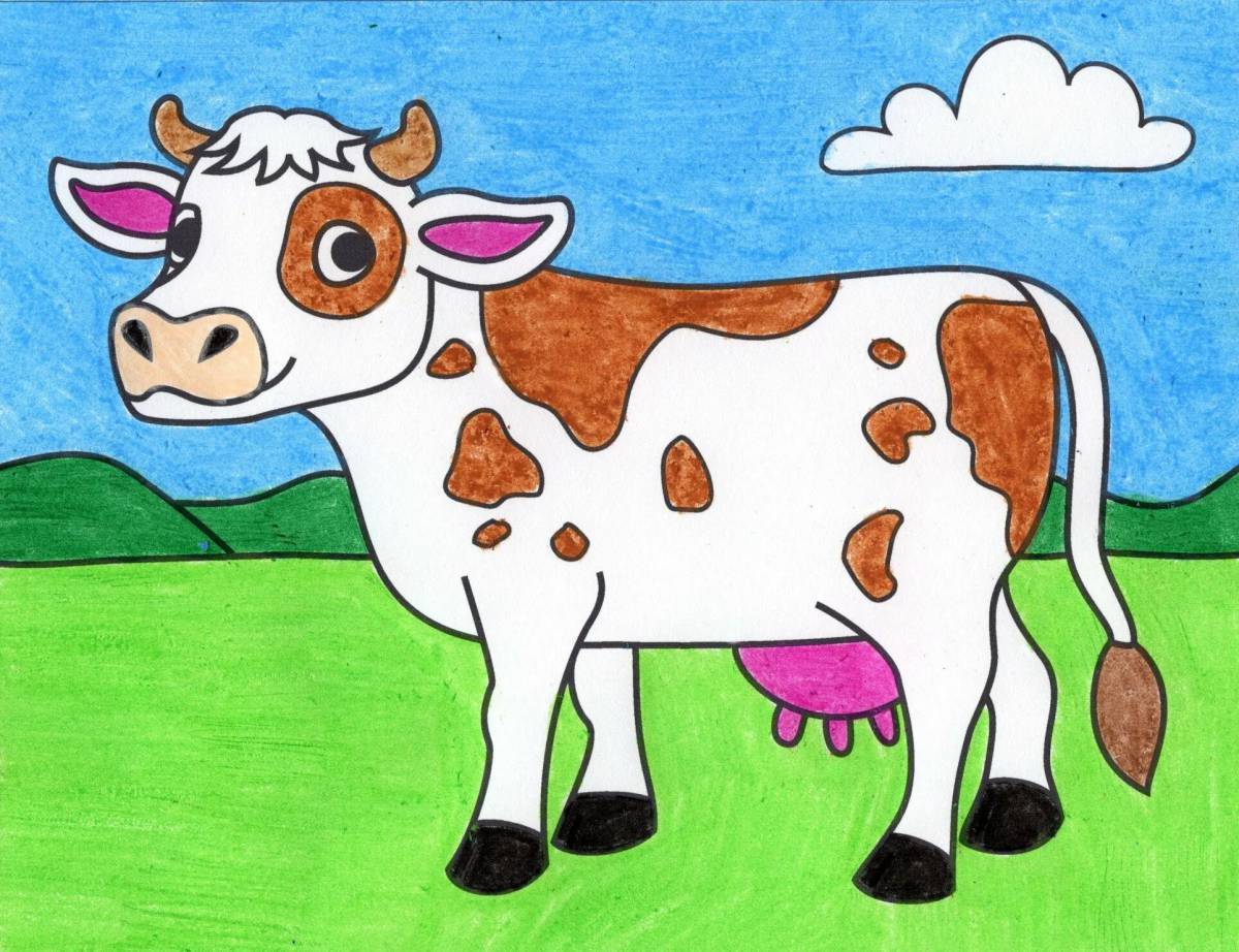 Рисунок корова для детей #17