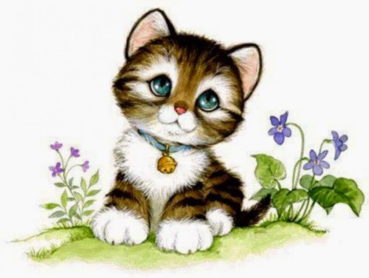 Кошки детский сад. Котенок рисунок. Котёнок рисунок для детей. Котенок картинка для детей. Изображение кошки для детей.