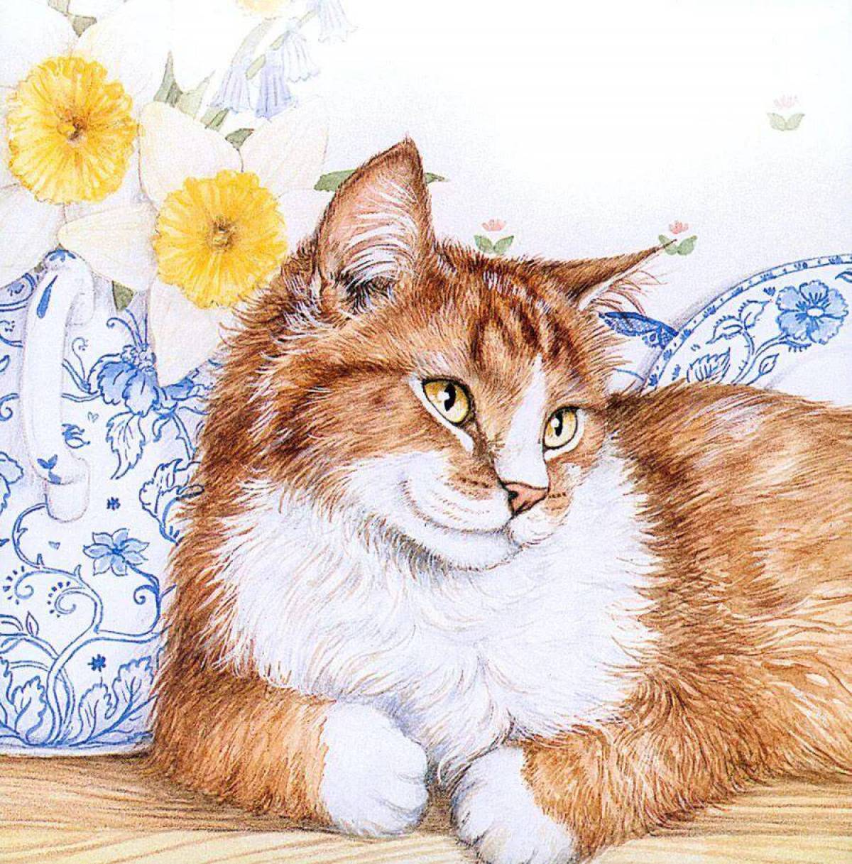 Картинки кошек рисовать. Дебби Кук кошки картины. Художник Debbie Cook кошки. Кошка рисунок. АТ рисунок.