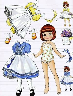 Раскраска бумажная кукла с одеждой #7 #45016