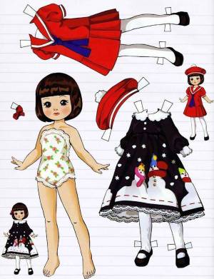 Раскраска бумажные куклы с одеждой для вырезания девочки #18 #45064