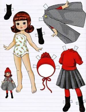 Раскраска бумажные куклы с одеждой для вырезания девочки #21 #45067