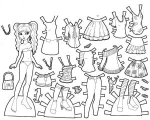 Раскраска бумажные куклы с одеждой для вырезания девочки #25 #45071