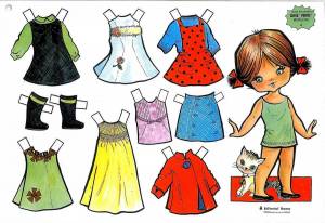 Раскраска бумажные куклы с одеждой для вырезания девочки #28 #45074