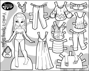 Раскраска бумажные куклы с одеждой для вырезания девочки #34 #45080