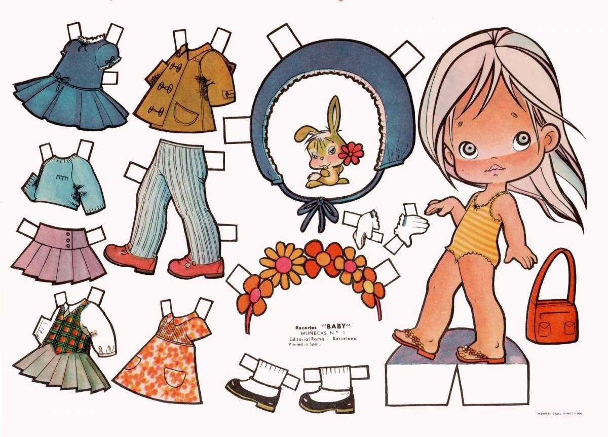 Картинка Бумажные куклы с одеждой для вырезания девочки #4
