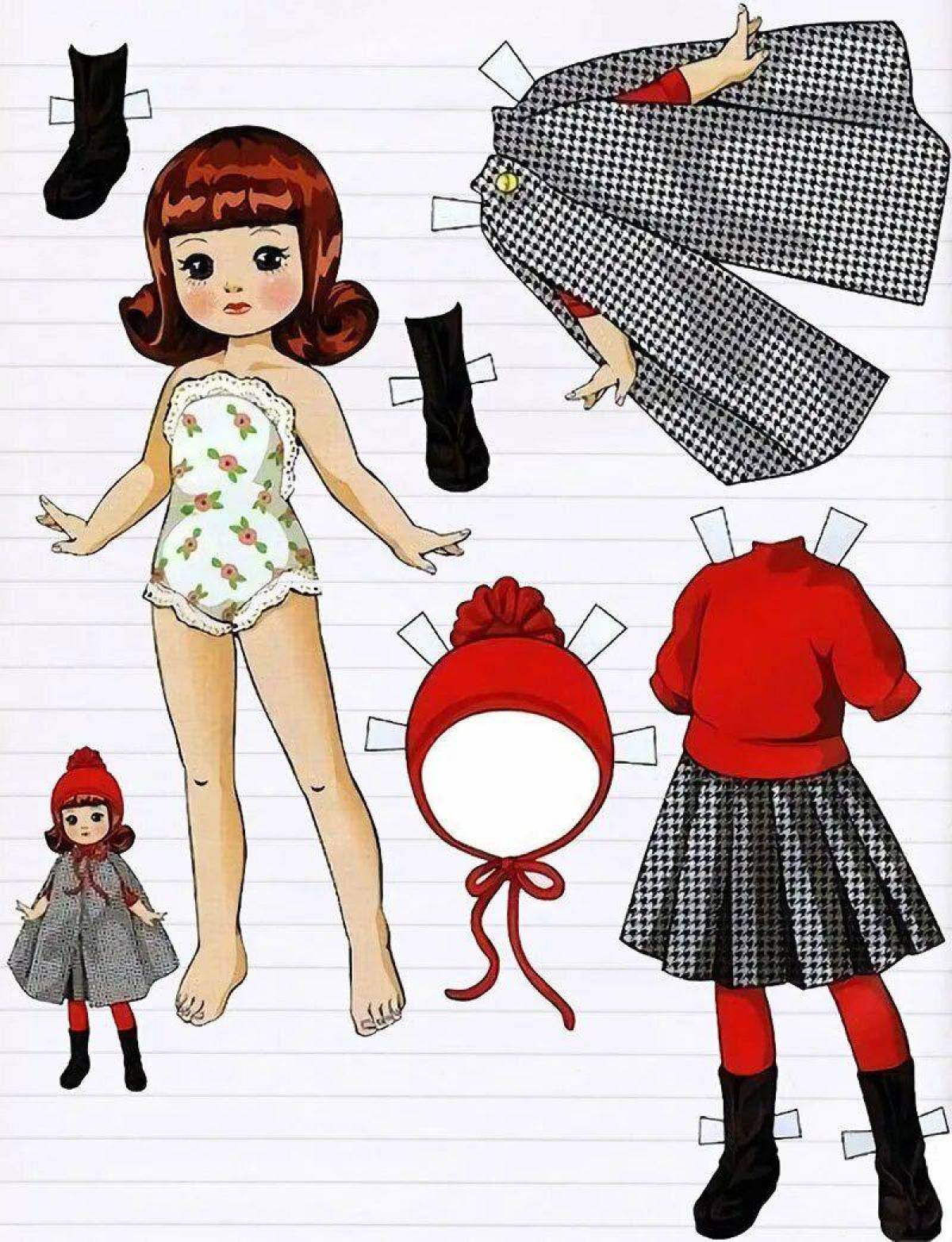 Картинка Бумажные куклы с одеждой для вырезания девочки #21