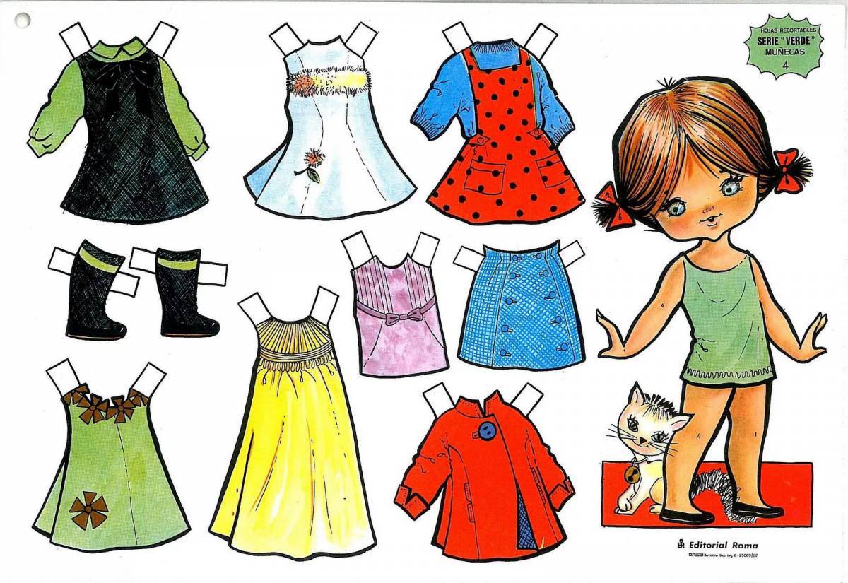Картинка Бумажные куклы с одеждой для вырезания девочки #28