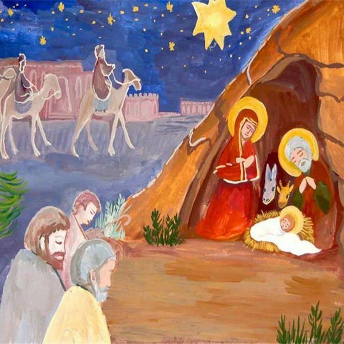 вифлеемская звезда рождение иисуса христа. рисунок на тему рождественское чудо. рождественская открытка. рождество рисунок. рождественское чудо.