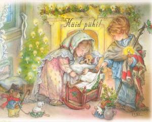 Раскраска рождественская открытка для детей #1 #477456