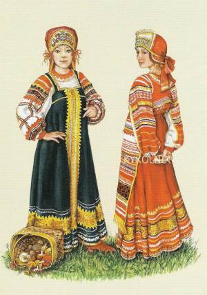 Раскраска русская народная одежда #20 #481205