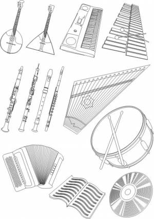 Раскраска русские народные инструменты для детей с названиями #29 #481427