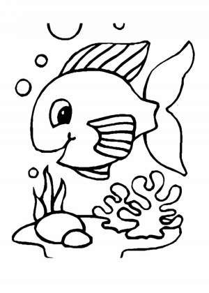 Раскраска рыбы для для детей 3 лет #19 #482407