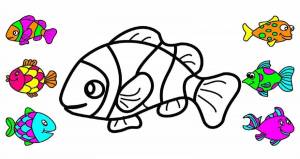 Раскраска рыбы для для детей 3 лет #36 #482424