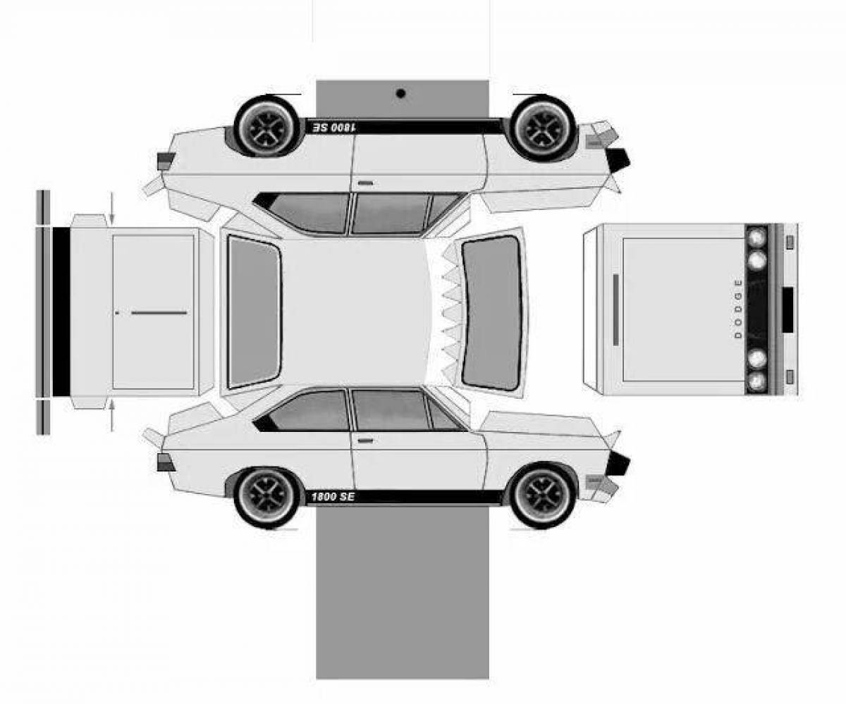 Машинка из бумаги. Бумажная машина Додж Чарджер. Papercraft развёртки dodge Charger. Машины для склеивания. Развертки для склейки машин.