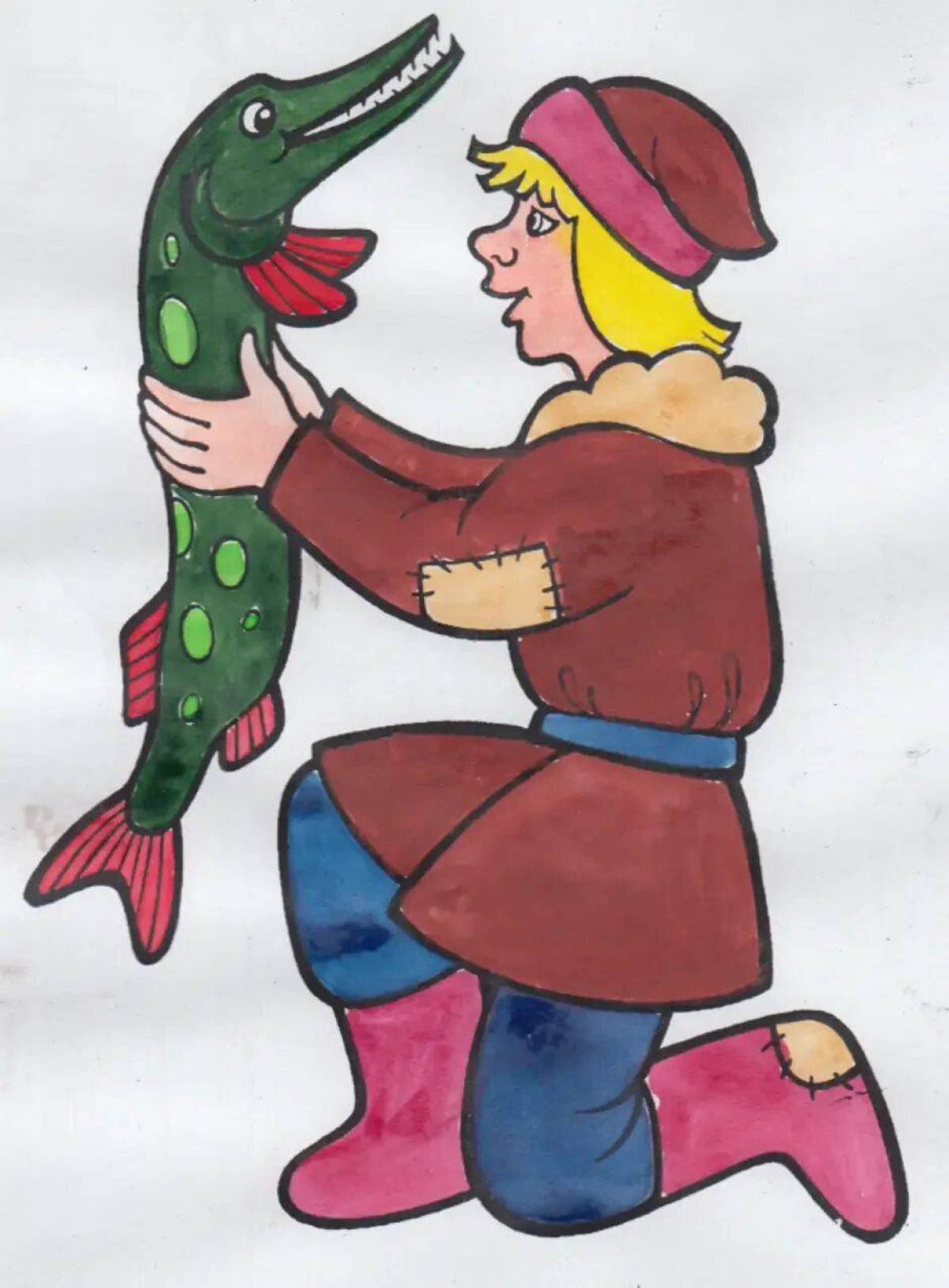 Рисовать сказочных героев. Русские народные сказки Емеля и щука. Про Емелю и щуку.