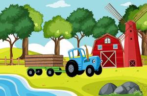 Раскраска синий трактор по полям #15 #492506