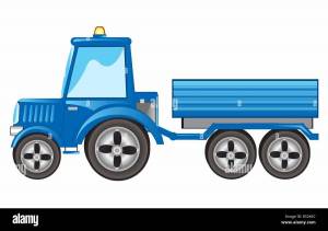 Раскраска синий трактор с прицепом #12 #492571