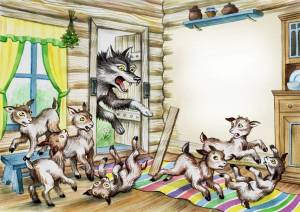 Раскраска сказка волк и семеро козлят #6 #493549