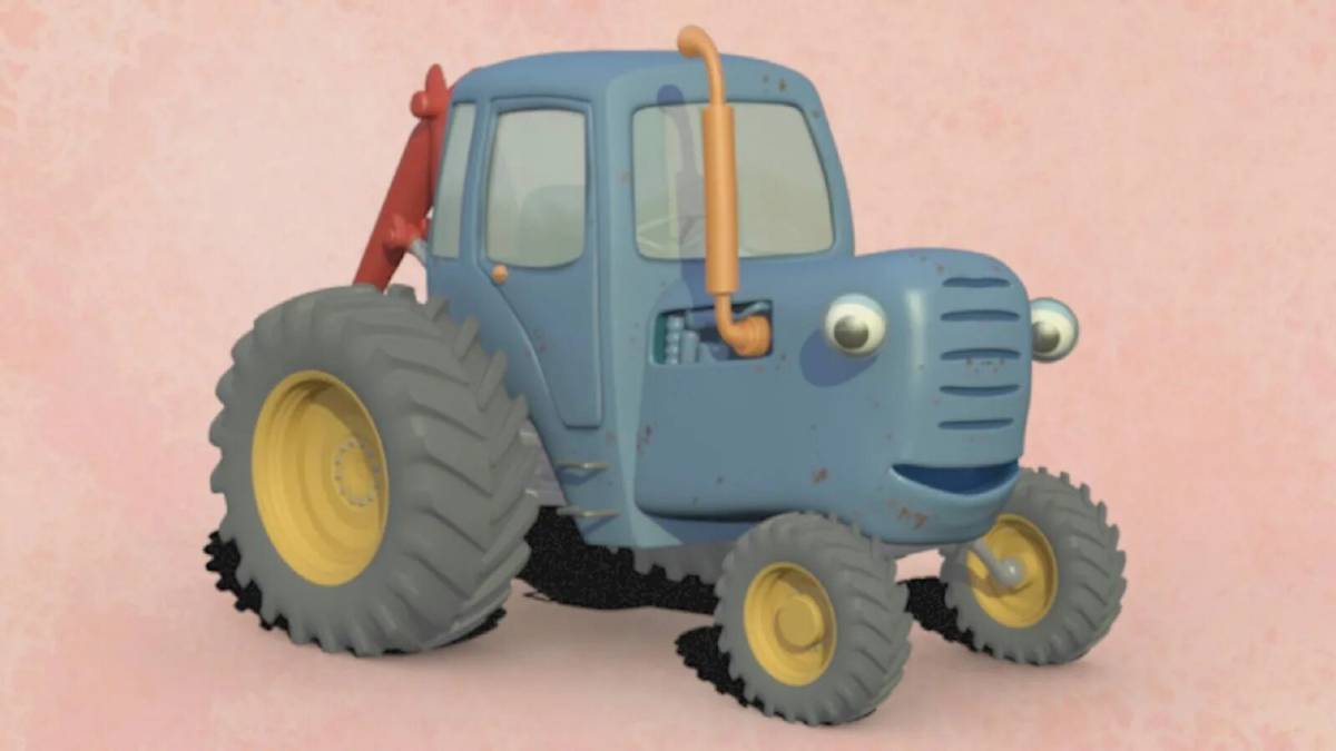 Синий трактор с ковшом #11