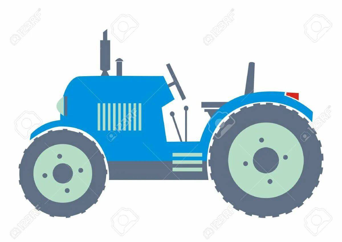 Синий трактор с ковшом #18