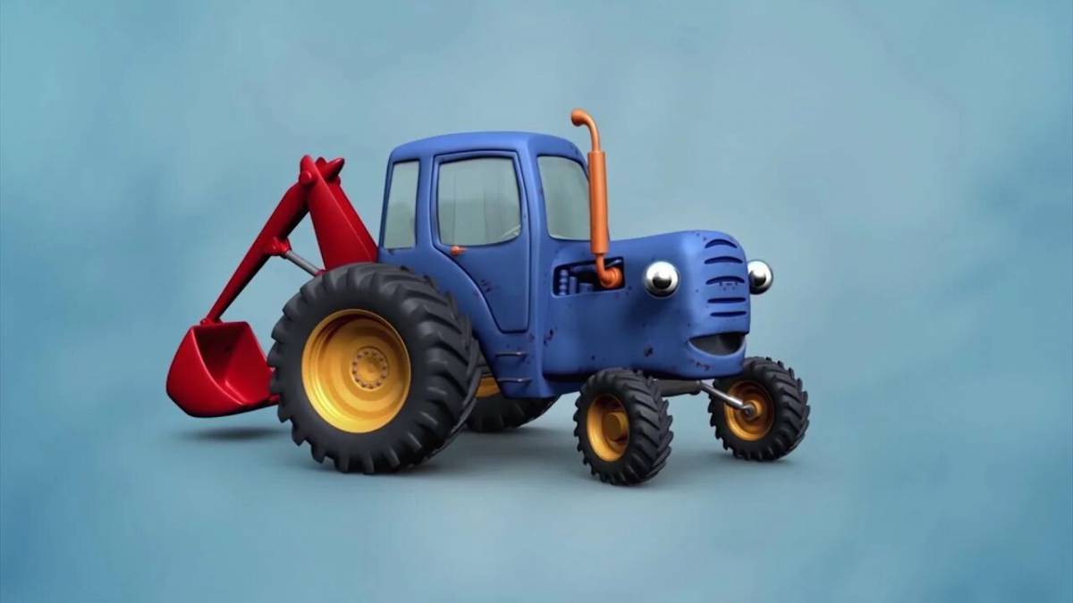 Синий трактор с ковшом #19