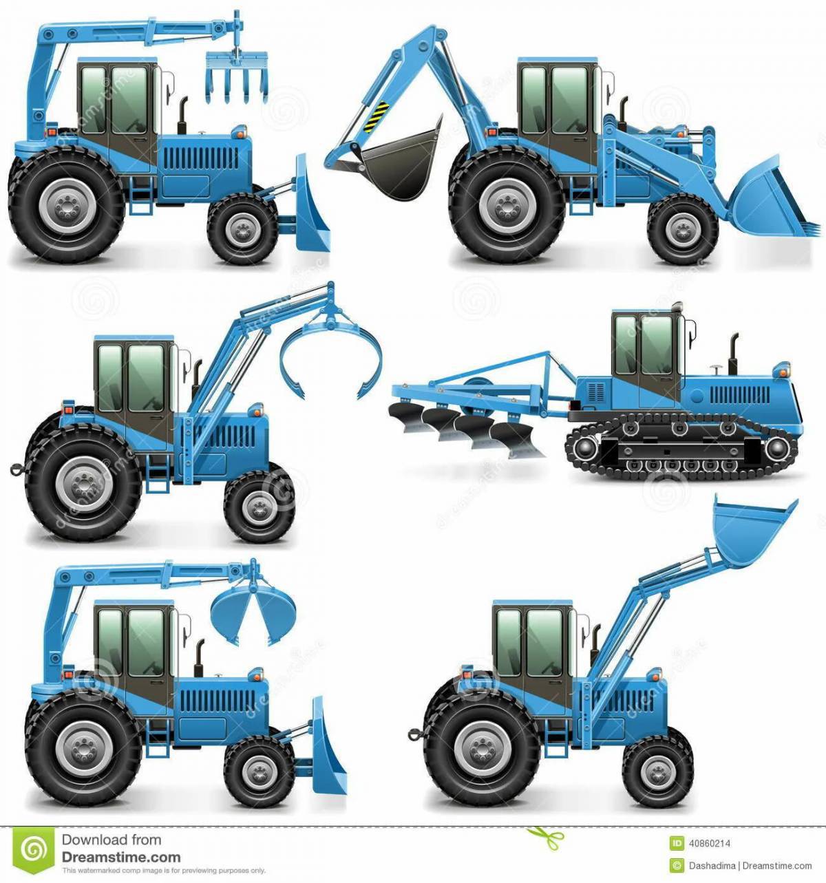 Синий трактор с ковшом #34