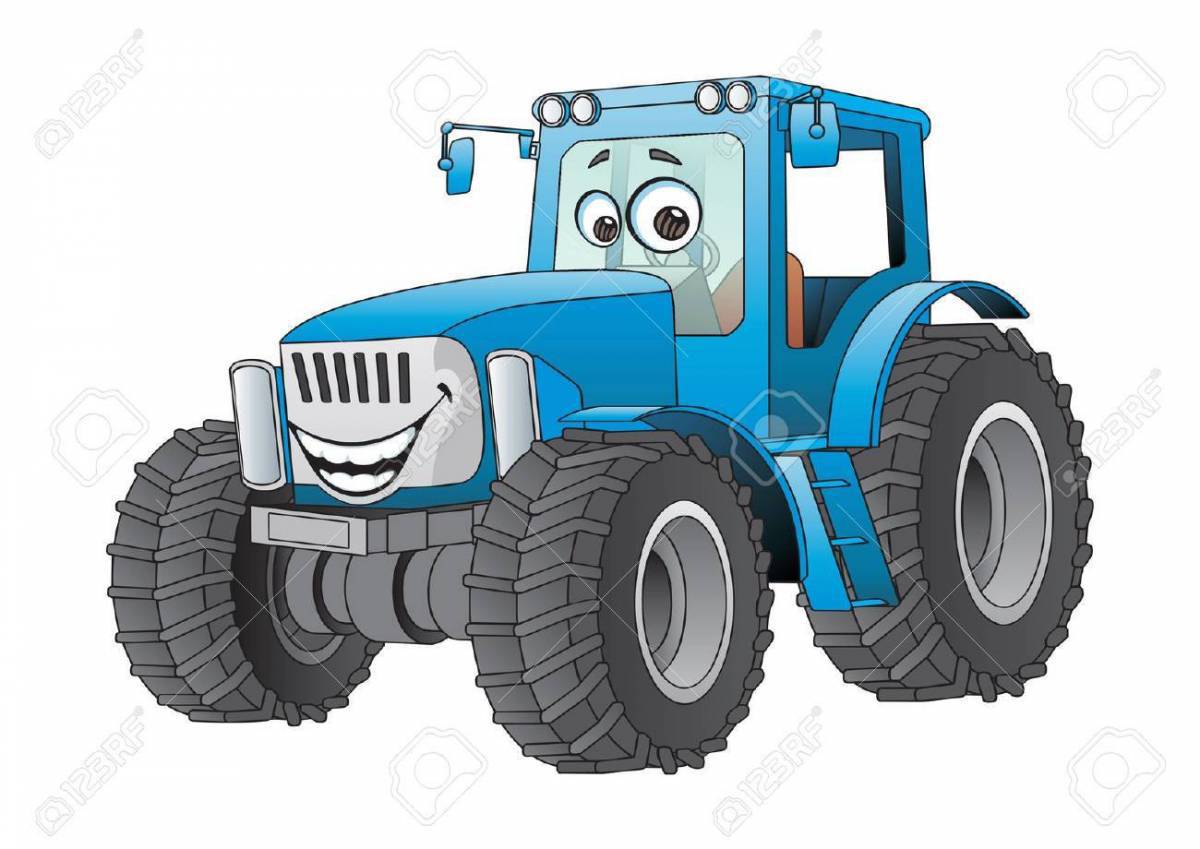 Синий трактор с ковшом #39