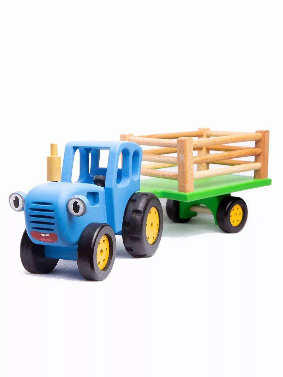 Синий трактор с прицепом #38