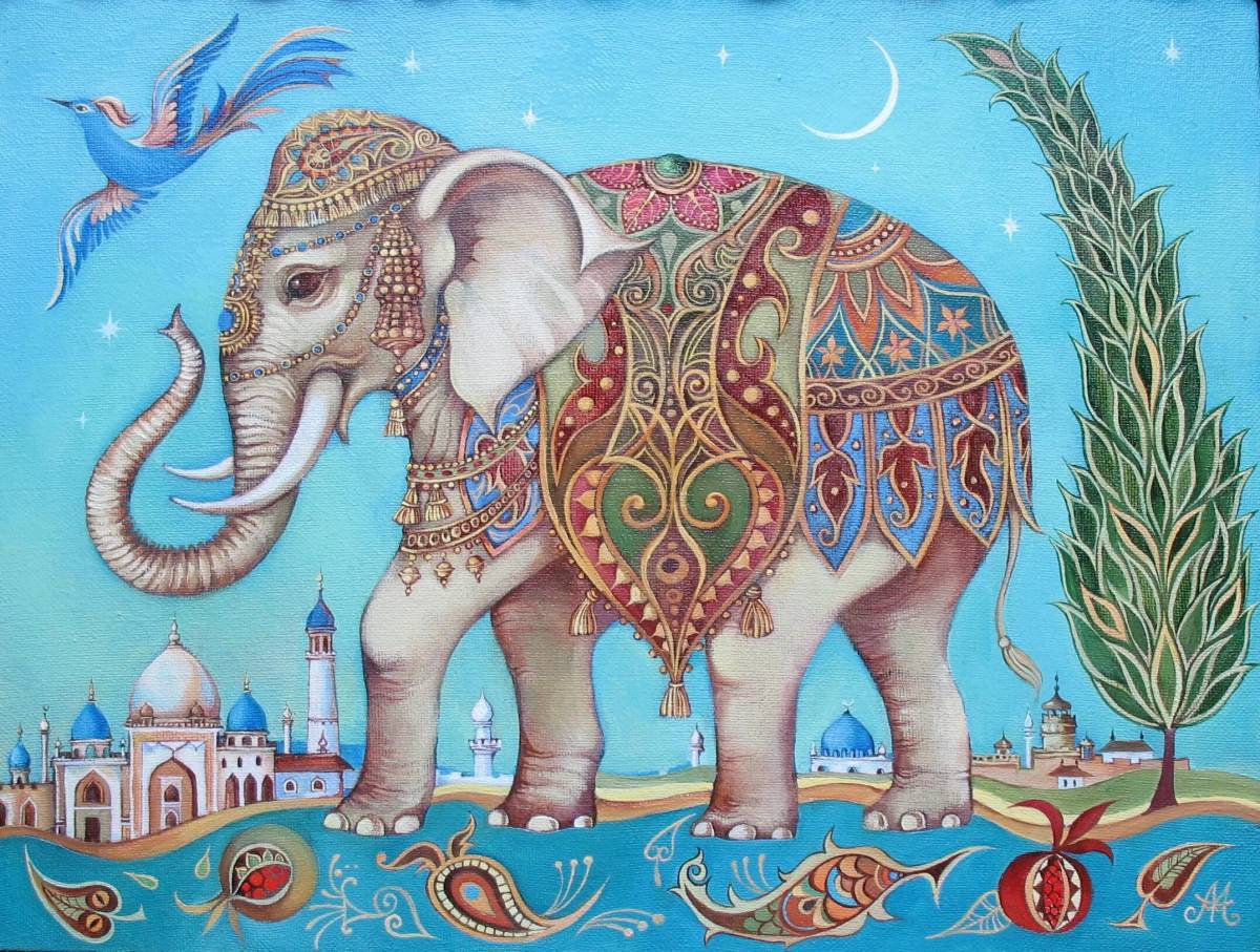 Индия картинки 5 класс. Индийский слон символ Индии. Индийские слоны Киплинг живопись. Древнеиндийская живопись слон. Картины в индийском стиле.