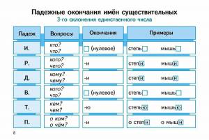 Раскраска склонение имен существительных 3 класс #18 #496101